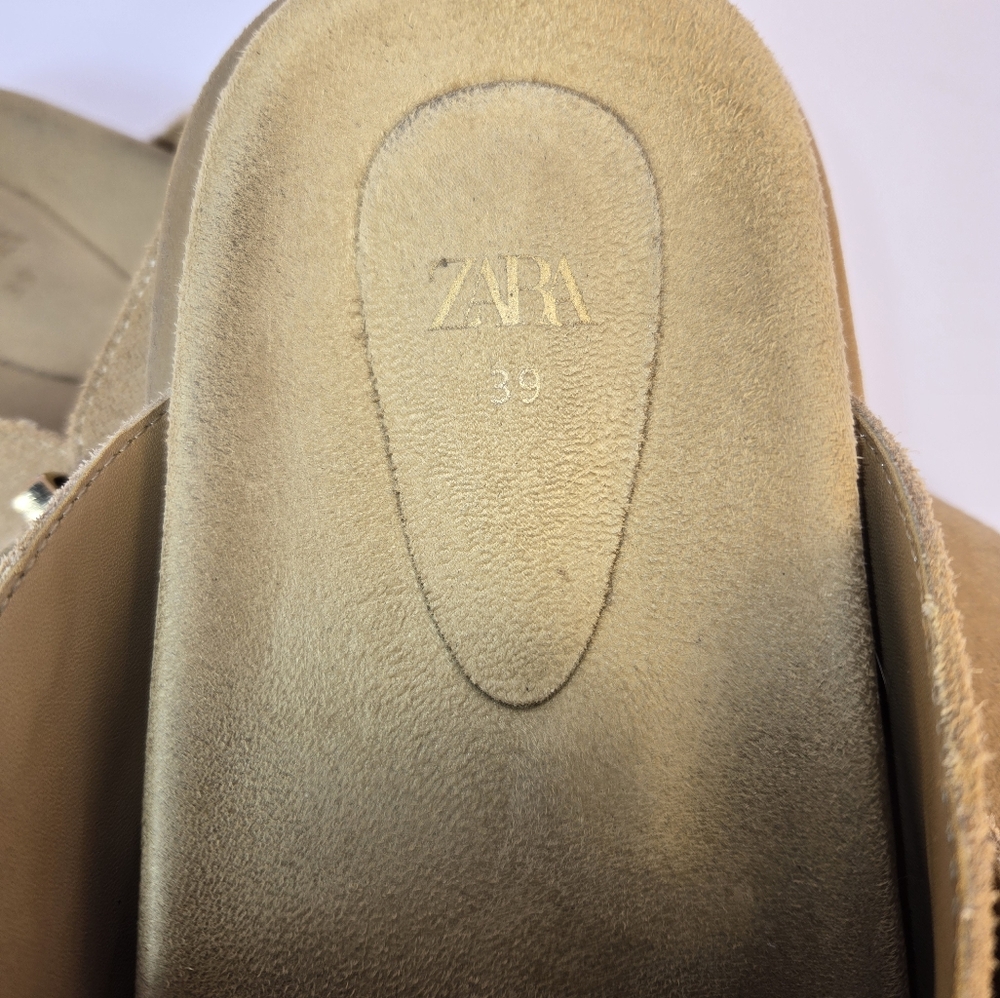 ZARA Clogs With Buckle Size 39 Beige - Picture 3 of 5